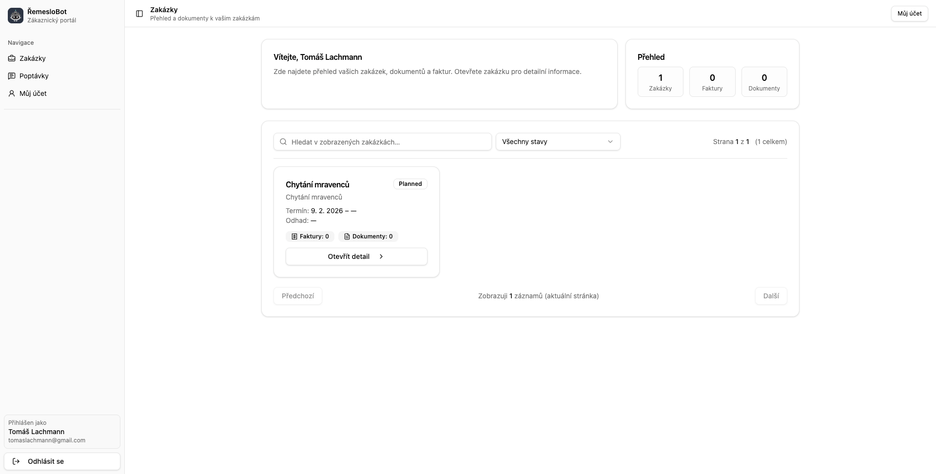 ŘemesloBot - zákaznický portál